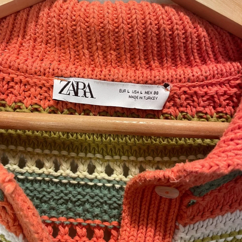 Zara Multicolor Crochet Dress Size Large Cottagecore Y2K - Picture 7 of 8